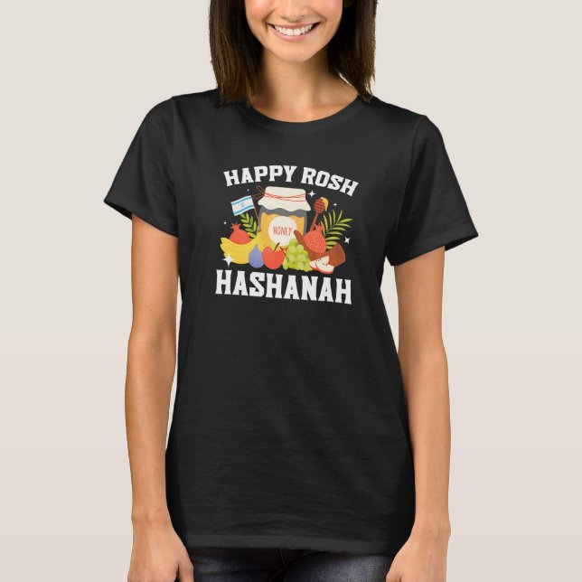 Happy Rosh Hashanah Shofar Jews Holiday Jewish New T-Shirt (Front)
