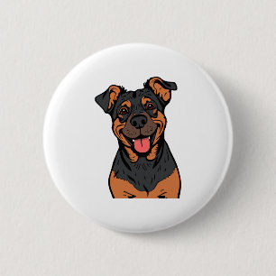 Happy Rottweiler Cartoon � Cute and Friendly Dog 6 Cm Round Badge