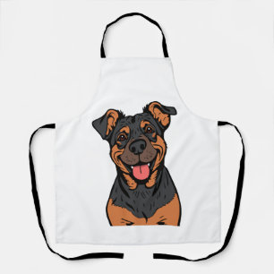 Happy Rottweiler Cartoon � Cute and Friendly Dog Apron