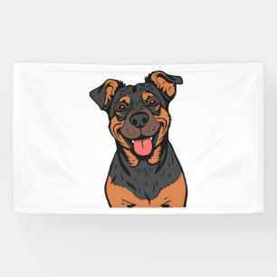 Happy Rottweiler Cartoon – Cute and Friendly Dog Banner
