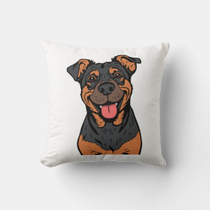 Happy Rottweiler Cartoon � Cute and Friendly Dog Cushion