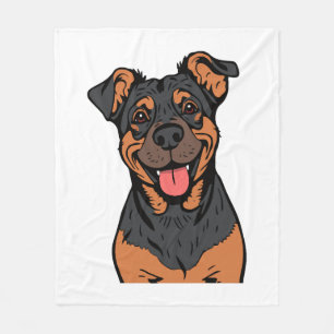 Happy Rottweiler Cartoon � Cute and Friendly Dog Fleece Blanket