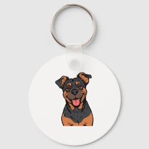 Happy Rottweiler Cartoon � Cute and Friendly Dog Key Ring