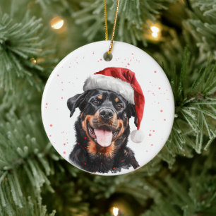 Happy Rottweiler Dog Christmas Personalized Ceramic Tree Decoration