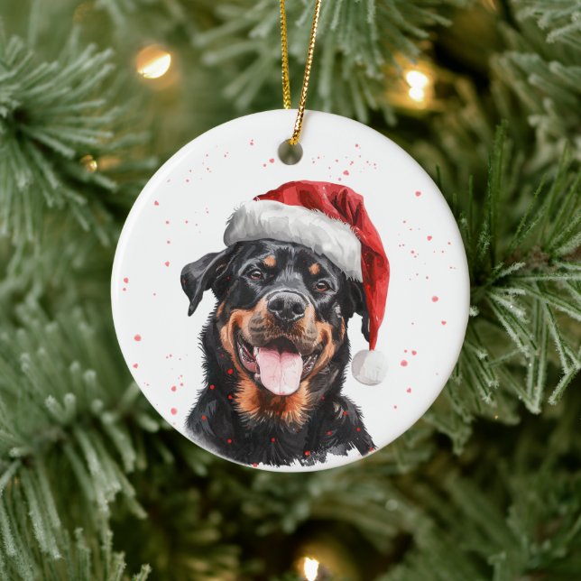 Happy Rottweiler Dog Christmas Personalized Ceramic Tree Decoration (Tree)