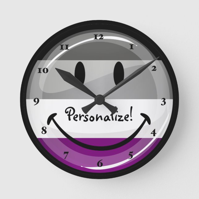 Happy Round Asexual Flag Clock (Front)