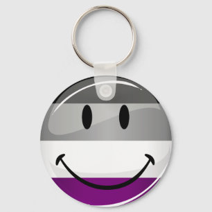 Happy Round Asexual Flag Key Ring