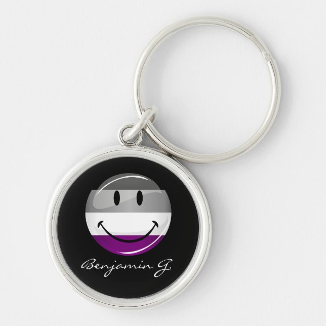 Happy Round Asexual Flag Key Ring (Front)