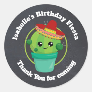 Happy Round Cactus Birthday Thank You Classic Round Sticker