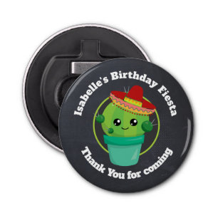 Happy Round Cactus Wearing a Red Sombrero Bottle Opener