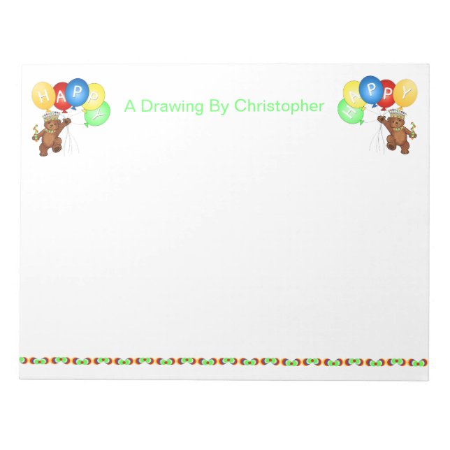 Happy Royal Bears Drawing Notepad (Front)