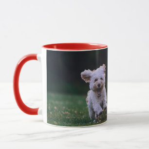 happy running dog mug