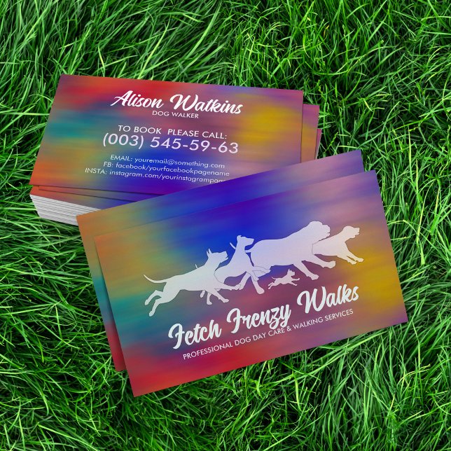Happy Running Dogs Silhouettes Business Card (Creator Uploaded)