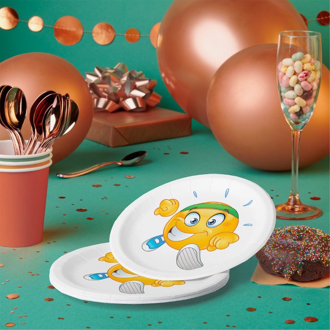 Happy Running Emoji Paper Plate (Creator Uploaded)