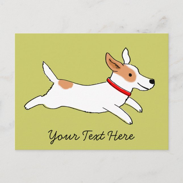 Happy Running Jack Russell Terrier Cartoon Dog Postcard (Front)