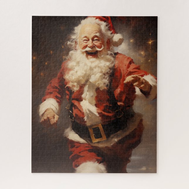 Happy Running Santa Jigsaw Puzzle (Vertical)