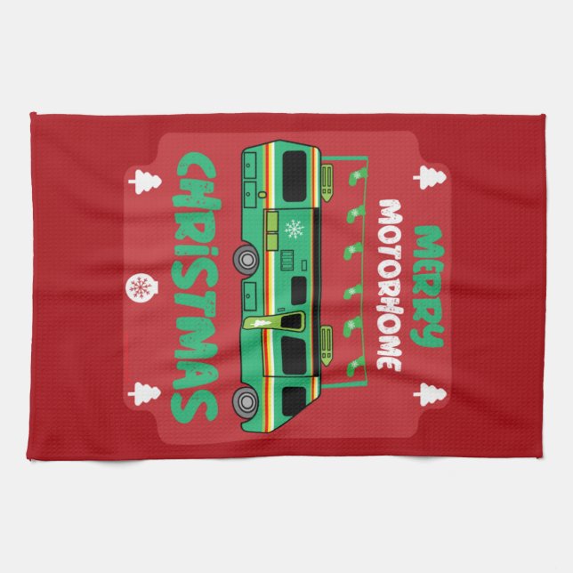 Happy RV Motorhom Xmas  Tea Towel (Horizontal)