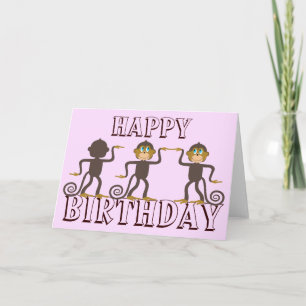 Happy safari girly pink birthday card