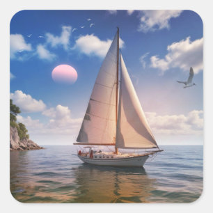 Happy Sailing  Square Sticker