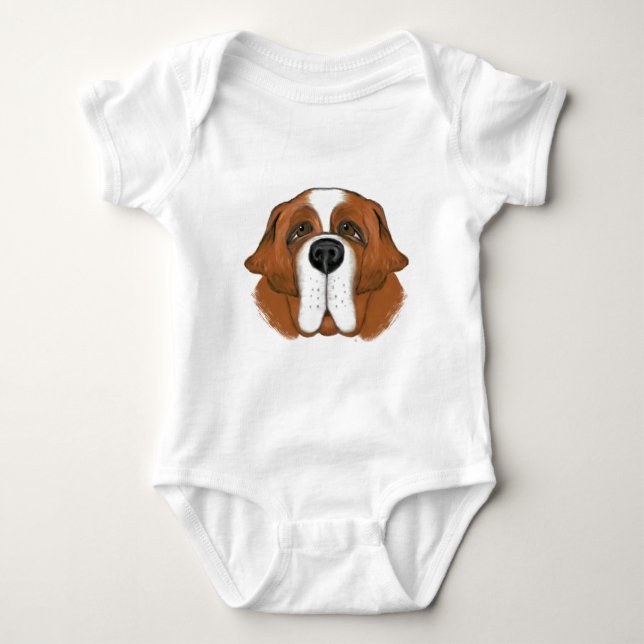 Happy Saint  Bernard Baby Bodysuit (Front)