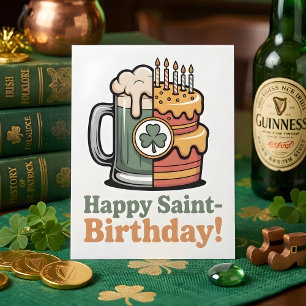 Happy Saint Birthday Irish Party Art Holiday Card