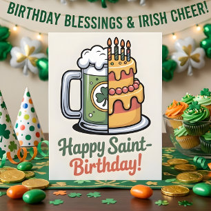 Happy Saint Birthday Lucky Irish Party Holiday Card