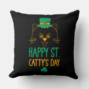 Happy Saint Catty’s Day - Cute Cat Leprechaun Cushion