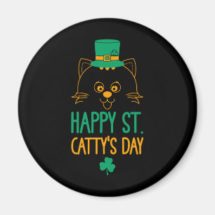 Happy Saint Catty’s Day - Cute Cat Leprechaun Magnet