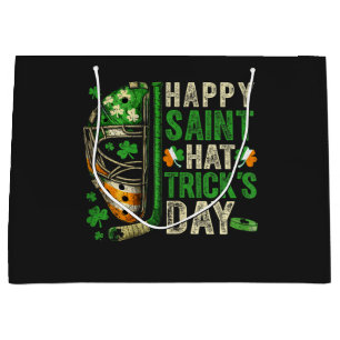 Happy Saint Hat Trick Ice Hockey Player Large Gift Bag