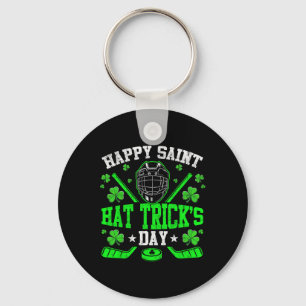 Happy Saint Hat Trick's Day Ice Hockey St. Patrick Key Ring