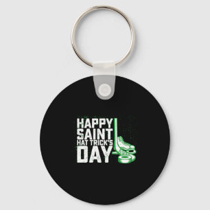 Happy Saint Hat Trick's Day Ice Hockey St Patricks Key Ring