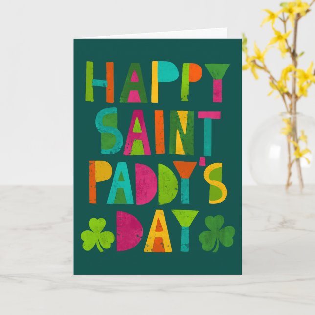 Happy Saint Paddy's Day Bright Modern Lettering Card (Yellow Flower)