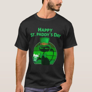 Happy Saint Paddy's Day Cat with Green Beer Drinki T-Shirt