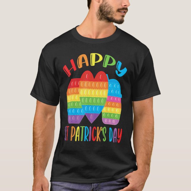 Happy Saint Patrick Day Leprechaun Pop It Kids Fid T-Shirt (Front)