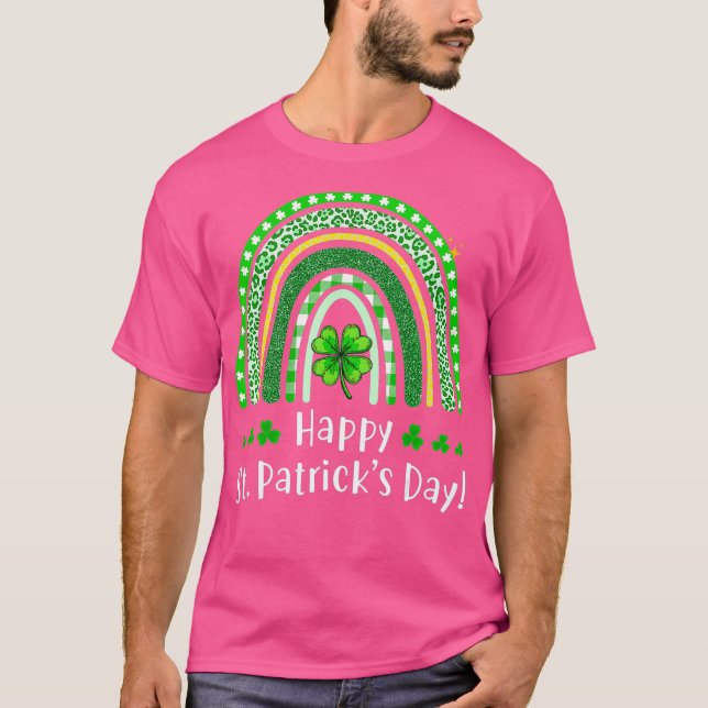 Happy Saint Patricks Day 2021 Rainbow Shamrock T-Shirt (Front)