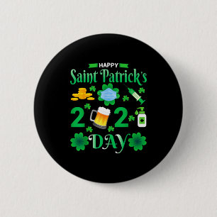 Happy Saint Patrick's Day 2024 Irish Shamrock Face 6 Cm Round Badge