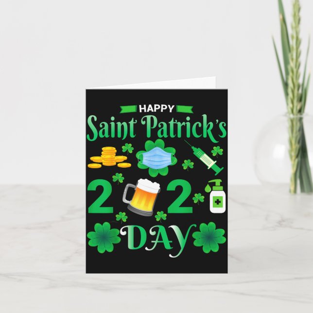 Happy Saint Patrick's Day 2024 Irish Shamrock Face Card (Front)