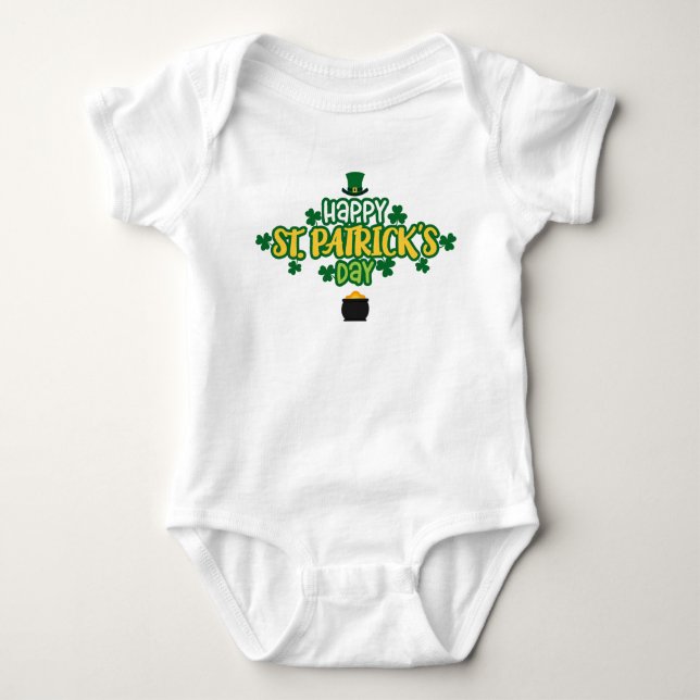 Happy Saint Patrick's Day Baby Bodysuit (Front)