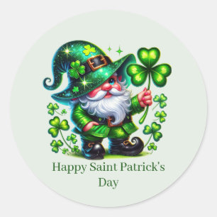 Happy Saint Patrick's Day customizable leprechaun  Classic Round Sticker