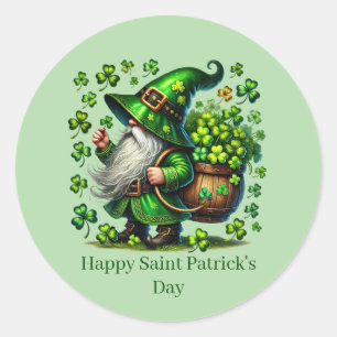 Happy Saint Patrick's Day customizable leprechaun Classic Round Sticker