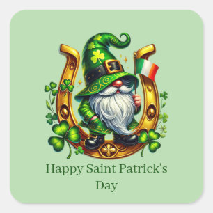Happy Saint Patrick's Day customizable leprechaun  Square Sticker