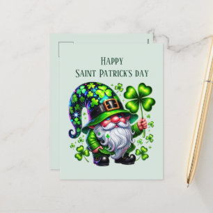 Happy Saint Patrick's Day gnome add text  Holiday Postcard