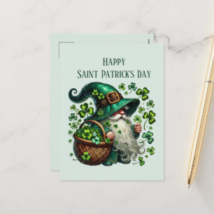 Happy Saint Patrick's Day gnome add text  Holiday Postcard