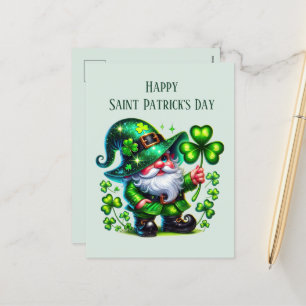 Happy Saint Patrick's Day gnome add text Holiday Postcard