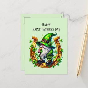 Happy Saint Patrick's Day gnome Holiday Postcard