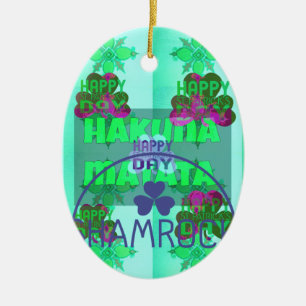 Happy Saint Patrick's Day Hakuna Matata Art Print Ceramic Tree Decoration