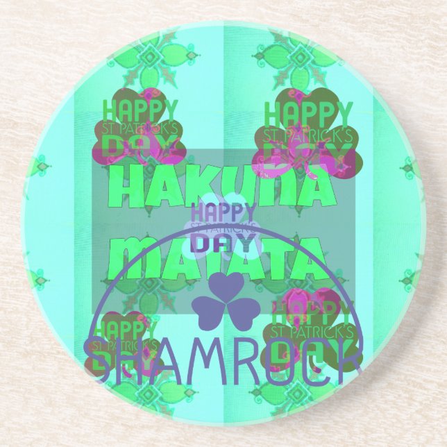 Happy Saint Patrick's Day Hakuna Matata Art Print Coaster (Front)