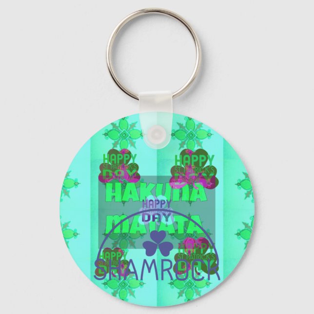 Happy Saint Patrick's Day Hakuna Matata Art Print Key Ring (Front)