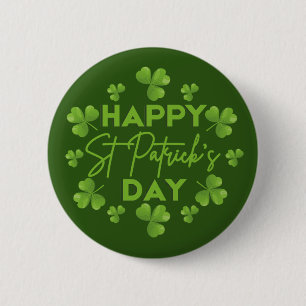 Happy Saint Patrick's Day Irish Colourful Shamrock 6 Cm Round Badge