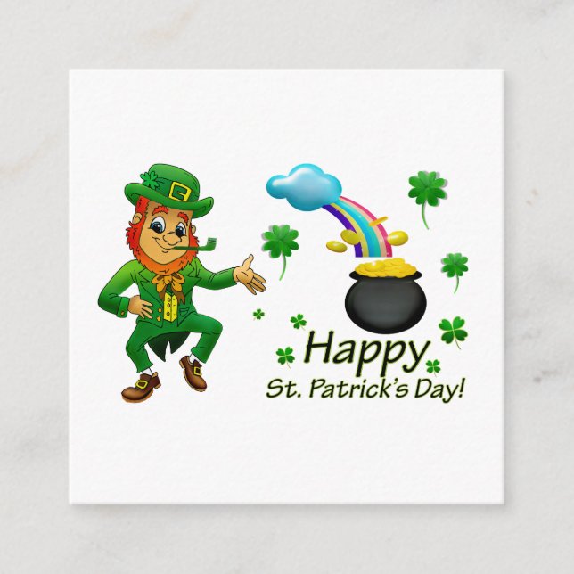Happy Saint Patrick's Day Leprechaun Rainbow  Enclosure Card (Front)
